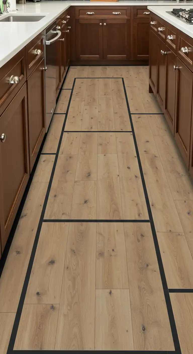 19 Elegant Kitchen Flooring Ideas with Dark Grout for a Sleek Finish 20 19) Laminate Flooring with Dark Grout