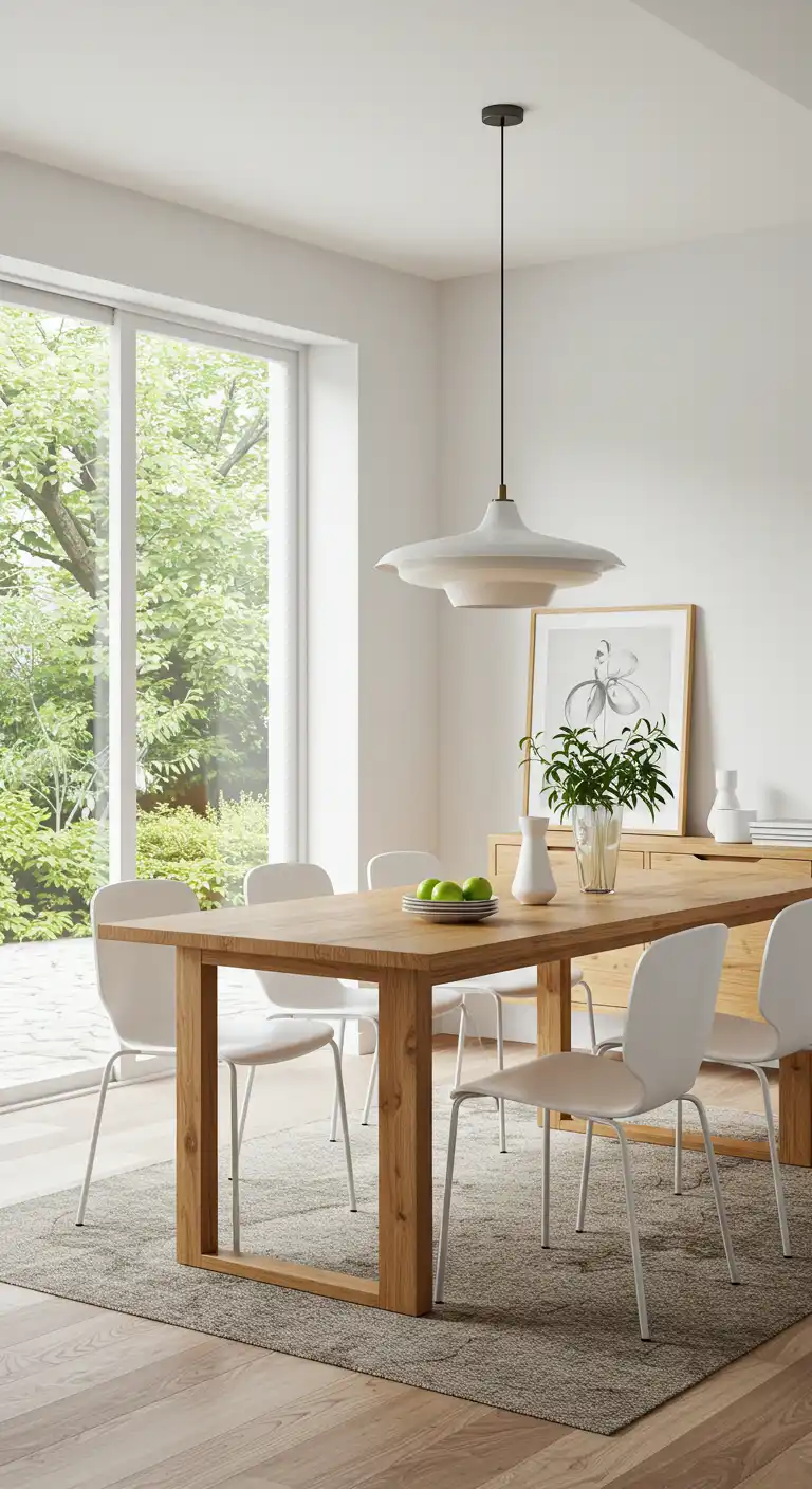 19 Open Concept Dining Area Designs for a Spacious Feel 2 2) Minimalist Zen Oasis