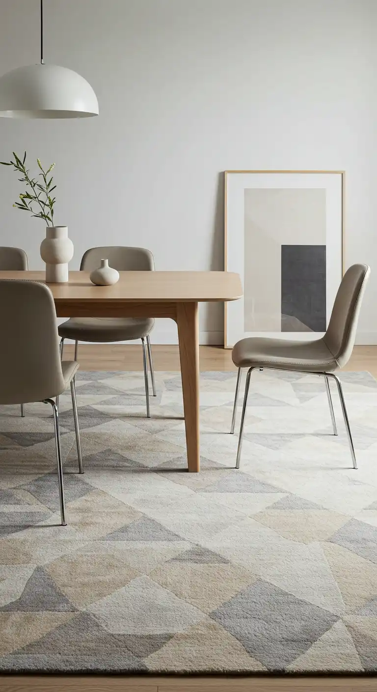 15 Best Dining Rugs for Different Styles to Match Your Decor 3 2) Modern Minimalist Neutral Geometric Wool Rug