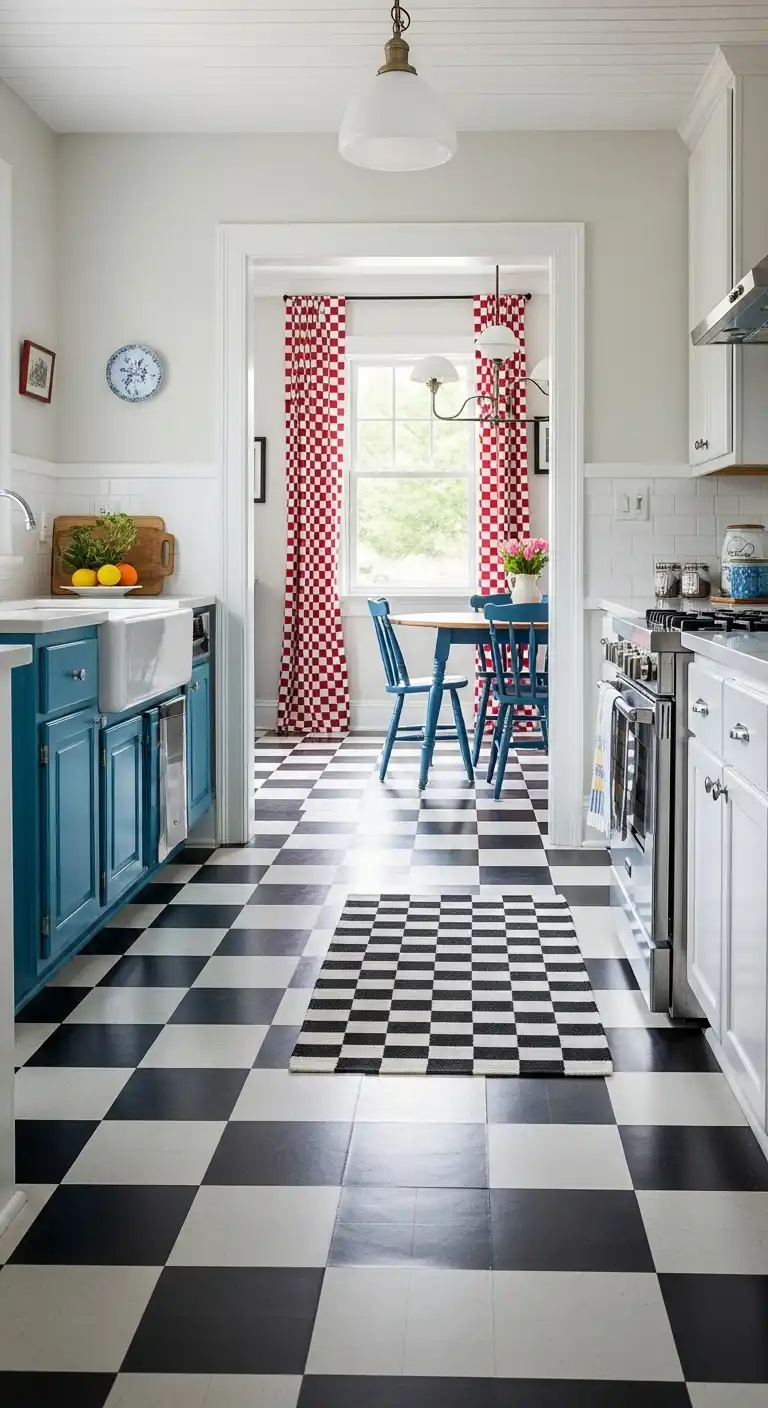 20 Vintage Kitchen Decor Ideas for a Timeless Look 3 2. Checkered Flooring