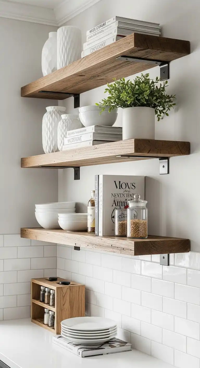 Empty Kitchen Wall Ideas: 15 Stylish Ways to Fill the Blank Space 3 2. Install Floating Shelves