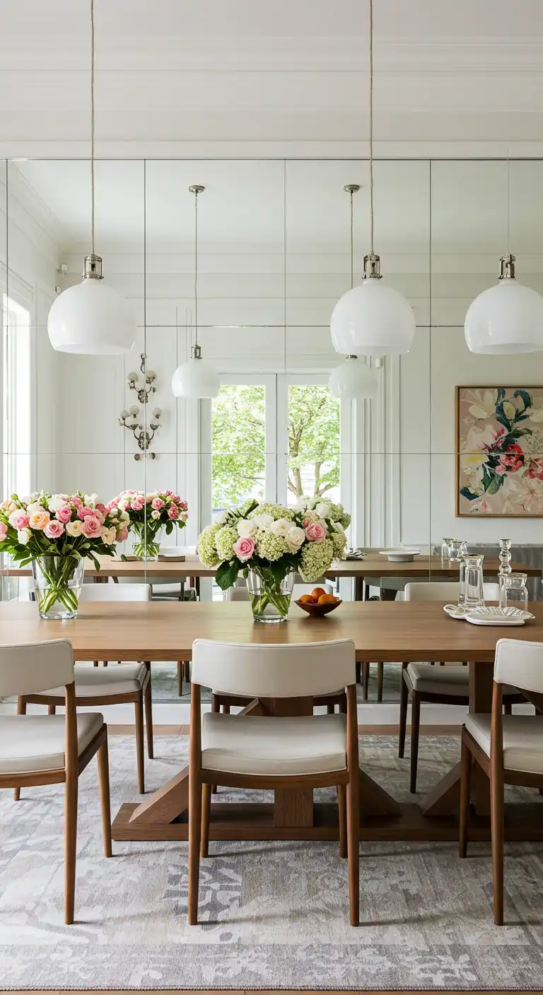 17 Dining Room Mirror Ideas That Add Style and Light 3 2. Mirrored Wall