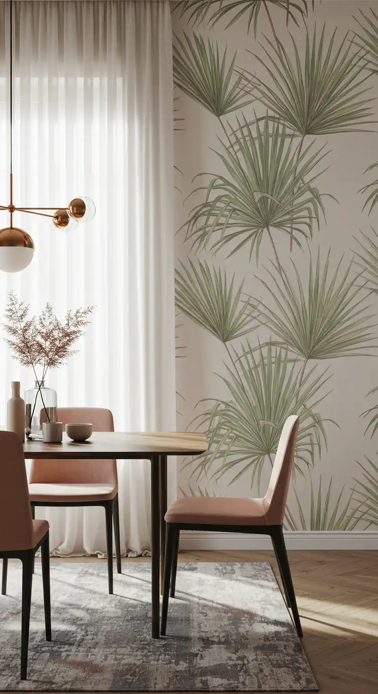 23 Dining Room Wallpaper Ideas to Make Your Walls Pop 22 21) Palm Fronds