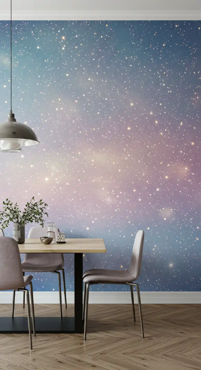 23 Dining Room Wallpaper Ideas to Make Your Walls Pop 24 23) Starry Sky