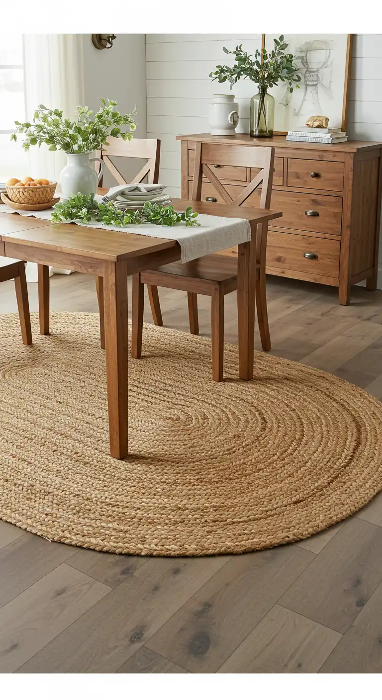 15 Best Dining Rugs for Different Styles to Match Your Decor 4 3) Farmhouse Fresh Braided Jute Oval Rug