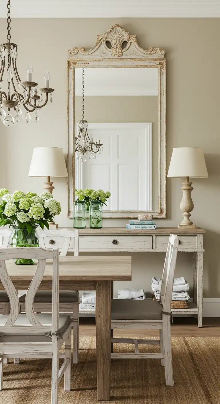 17 Dining Room Mirror Ideas That Add Style and Light 4 3. Antique Mirror