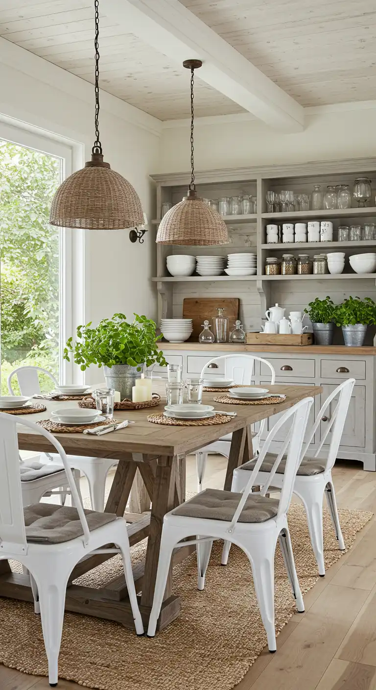19 Open Concept Dining Area Designs for a Spacious Feel 4 4) Modern Farmhouse Charm