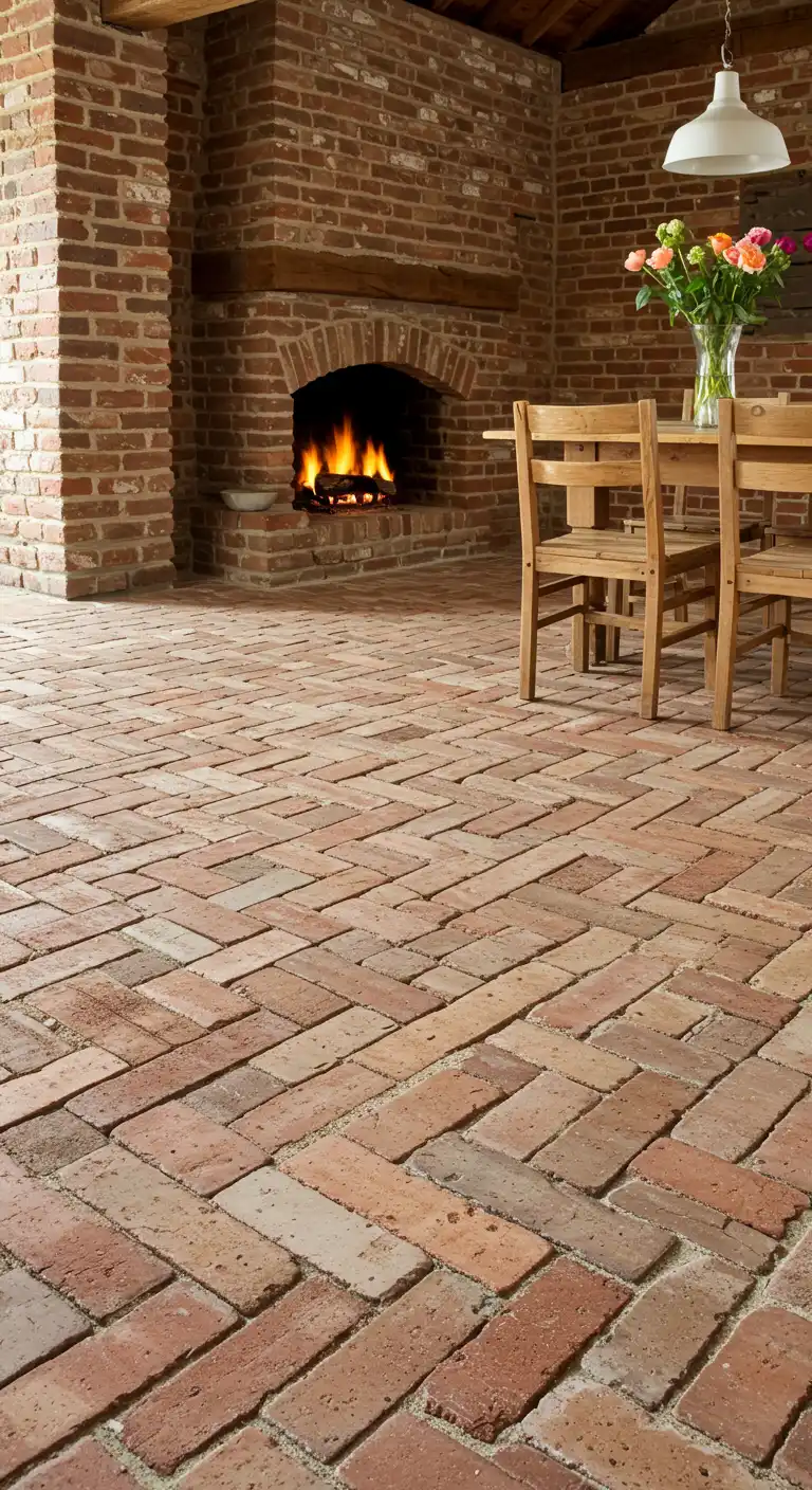 17 Cozy Cottage Kitchen Flooring Ideas for a Rustic Vibe 6 5) Brick Flooring