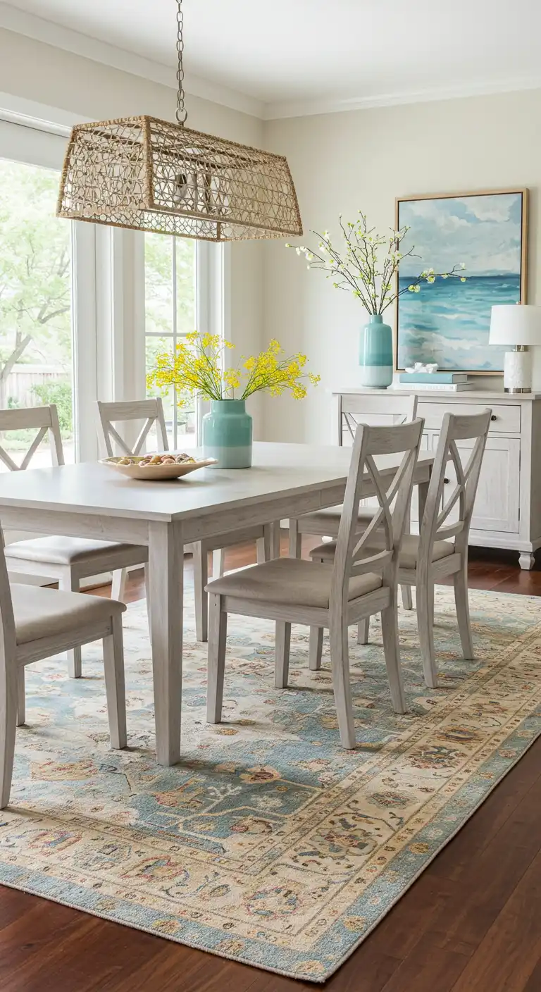 13 Easy Ways on How to Create a Cozy Dining Space 6 5) Use a Statement Rug