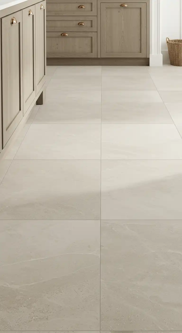 18 Unique Craftsman Kitchen Flooring Ideas for a Handcrafted Look 7 6) Large-Format Porcelain Tiles
