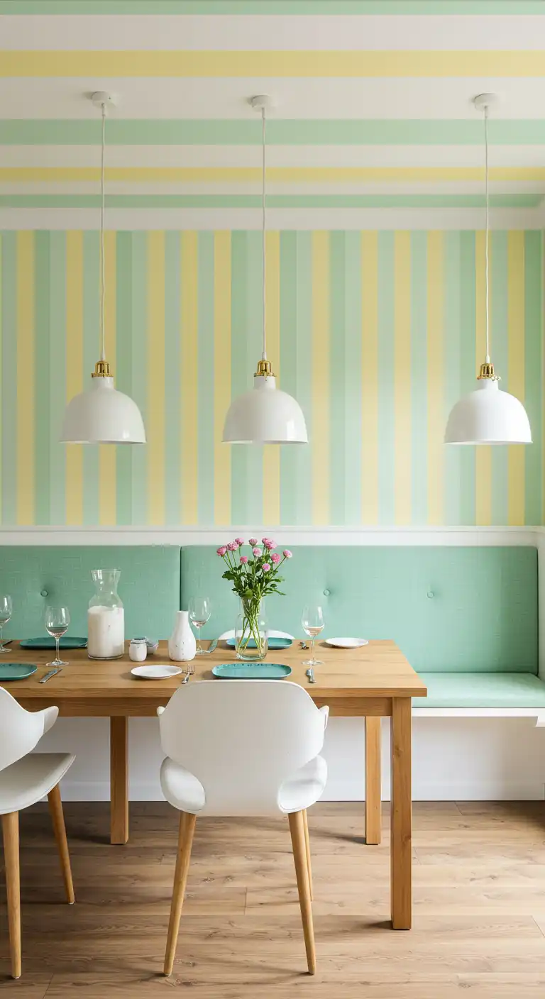 23 Dining Room Wallpaper Ideas to Make Your Walls Pop 7 6) Stripes
