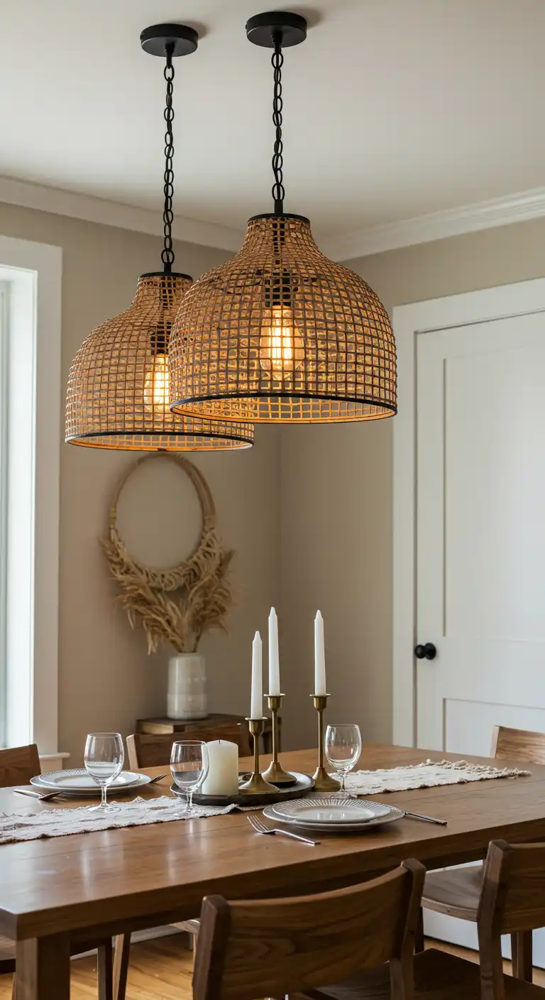 15 Boho Style Dining Room Ideas for a Free-Spirited Vibe 7 6) Vintage-Inspired Lighting