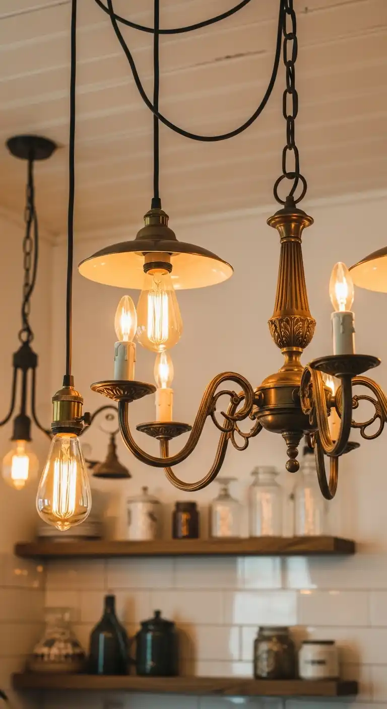 20 Vintage Kitchen Decor Ideas for a Timeless Look 7 6. Antique Lighting