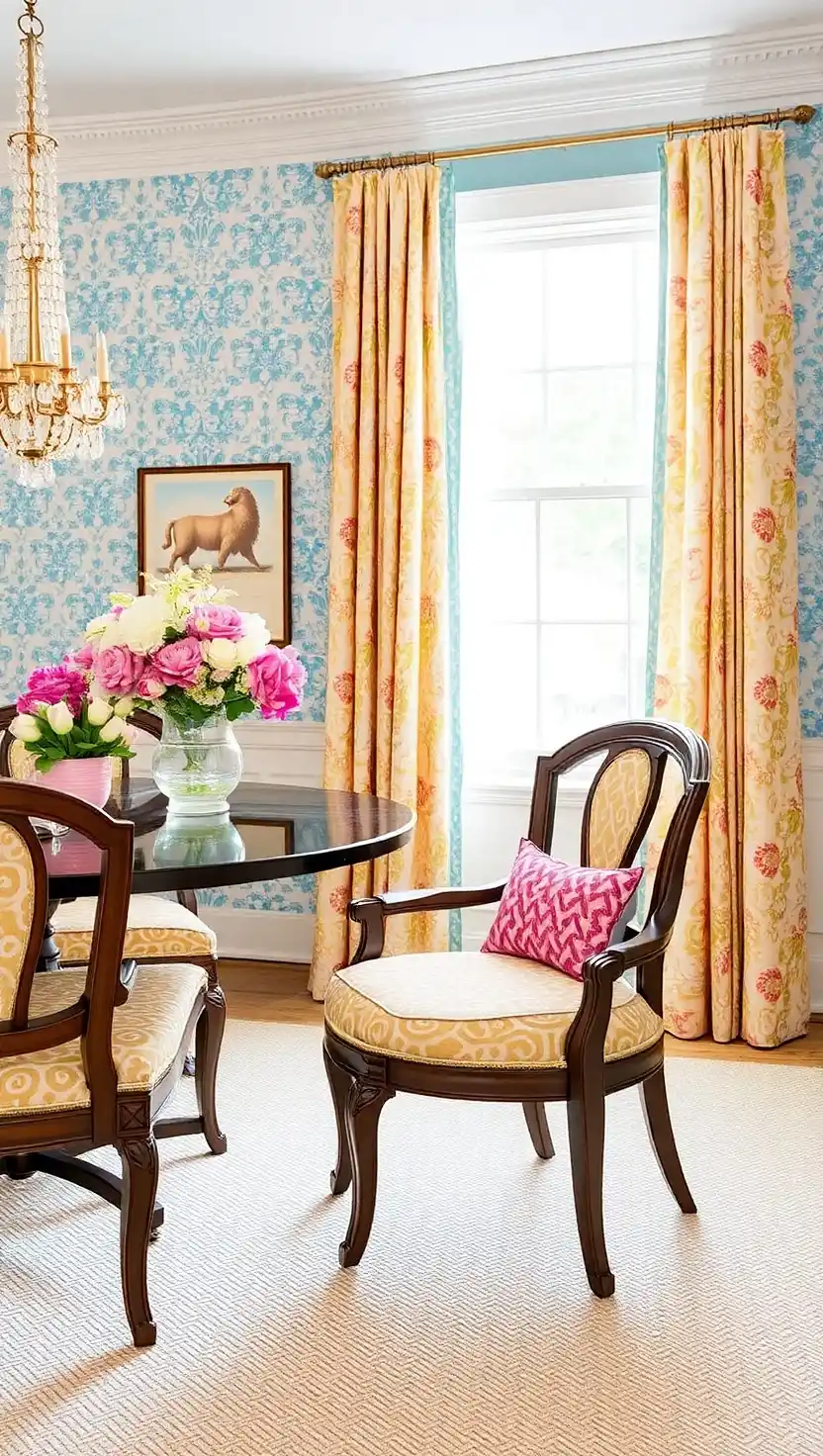 21 Transitional Dining Room Ideas That Blend Old and New Perfectly 7 6. Textiles in Unexpected Hues
