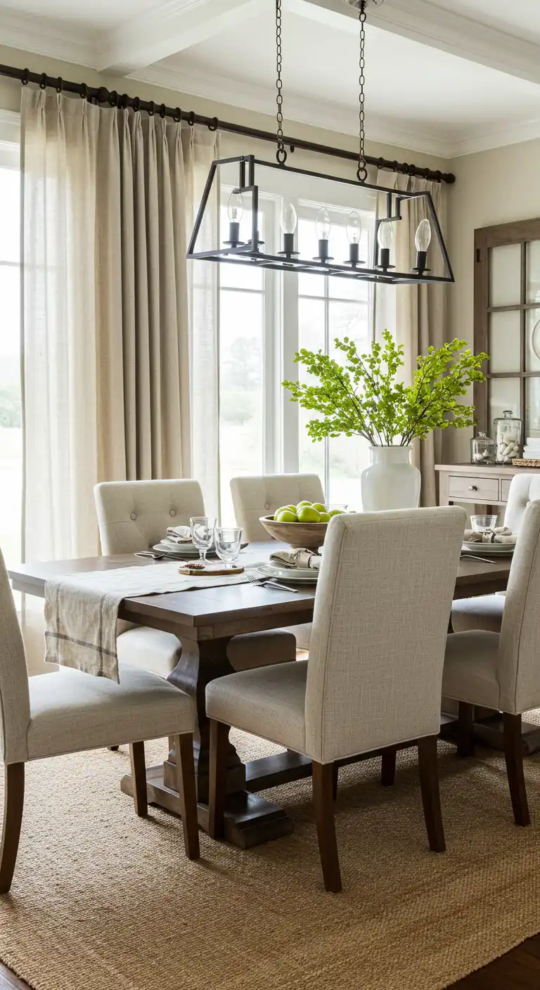 8 Cozy Farmhouse Style Dining Room Setup Ideas for Rustic Charm 6 6. Use Textiles to Enhance Comfort
