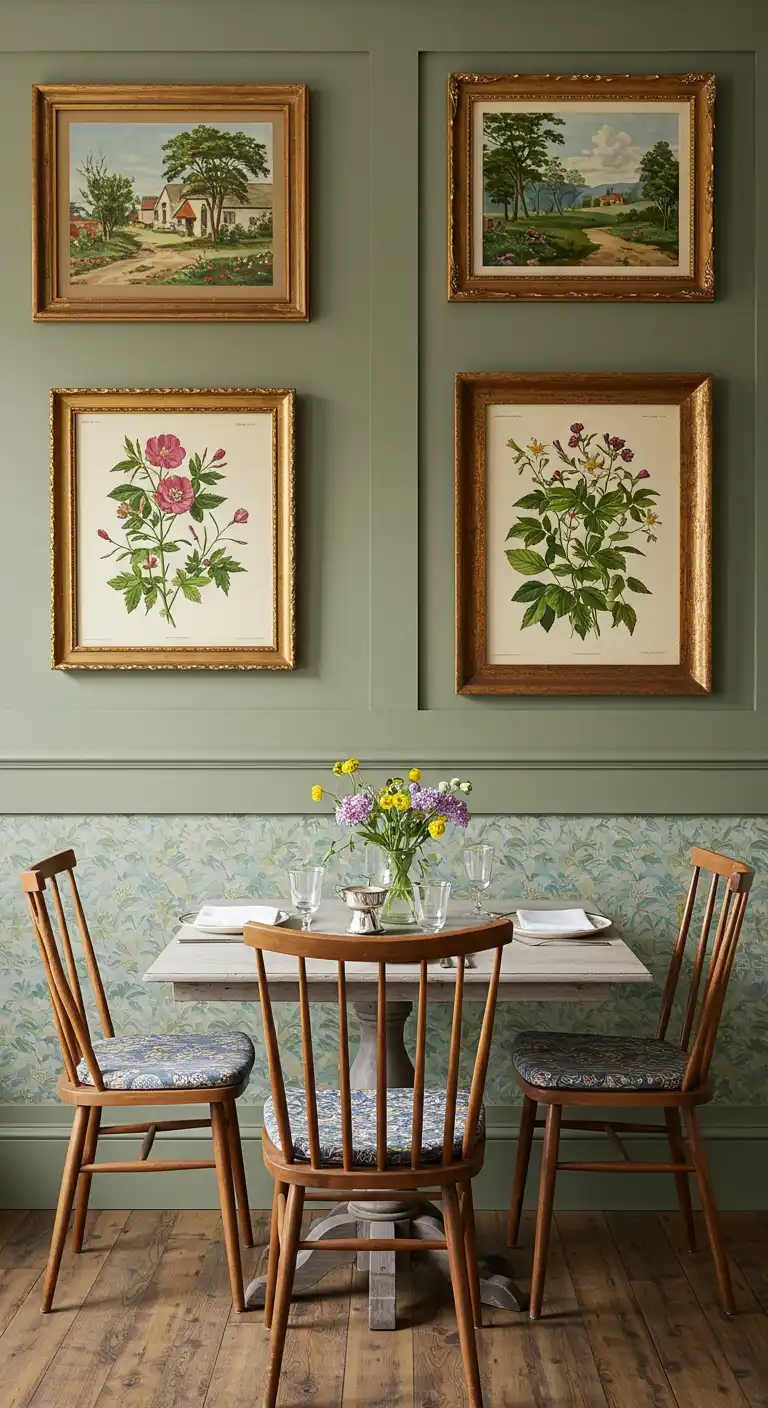 19 Vintage Dining Room Ideas for a Timeless Look 8 7) Wall Art