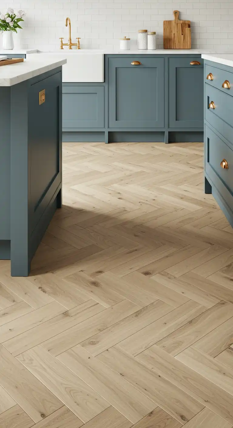 18 Unique Craftsman Kitchen Flooring Ideas for a Handcrafted Look 9 8) Herringbone Hardwood Pattern
