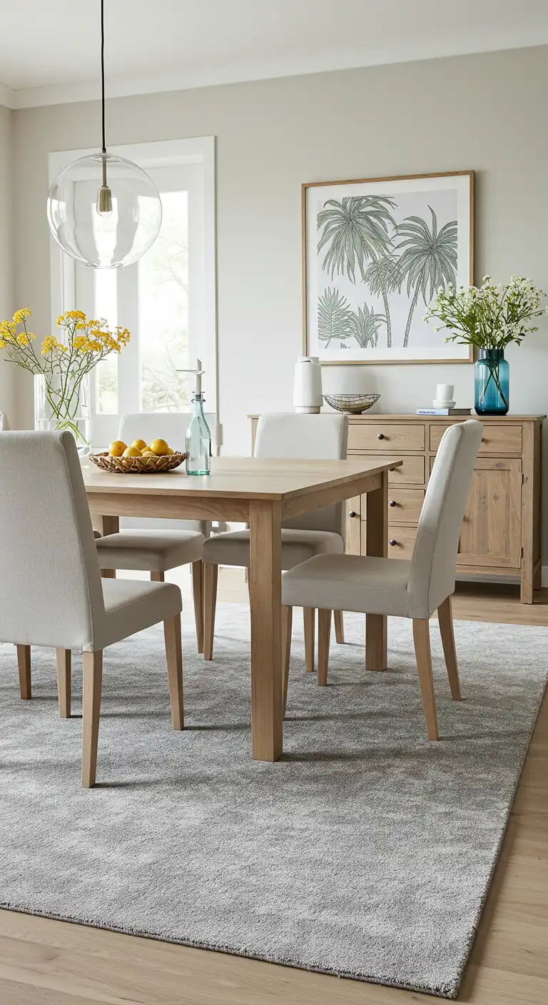 8. Grey Rug Under the Dining Table