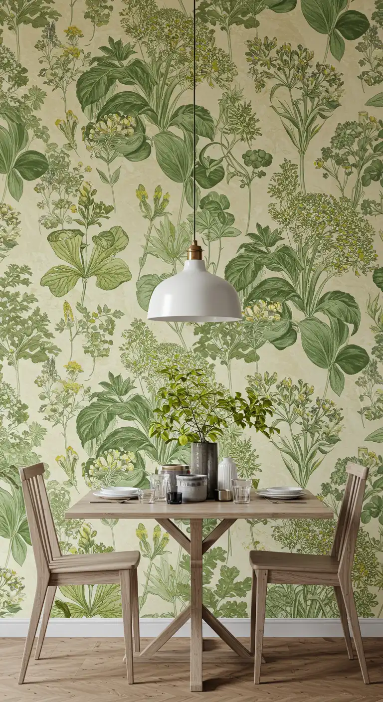23 Dining Room Wallpaper Ideas to Make Your Walls Pop 10 9) Botanical Prints