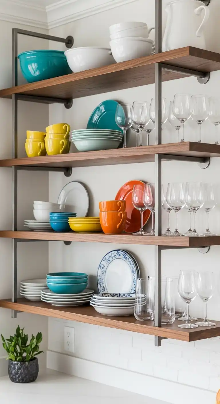 Empty Kitchen Wall Ideas: 15 Stylish Ways to Fill the Blank Space 10 9. Showcase Open Shelving for Dishes