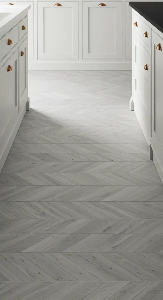 10 Timeless Kitchen Ceramic Tile Flooring Ideas for a Classic Look 15 Basketweave Pattern in Soft Grays