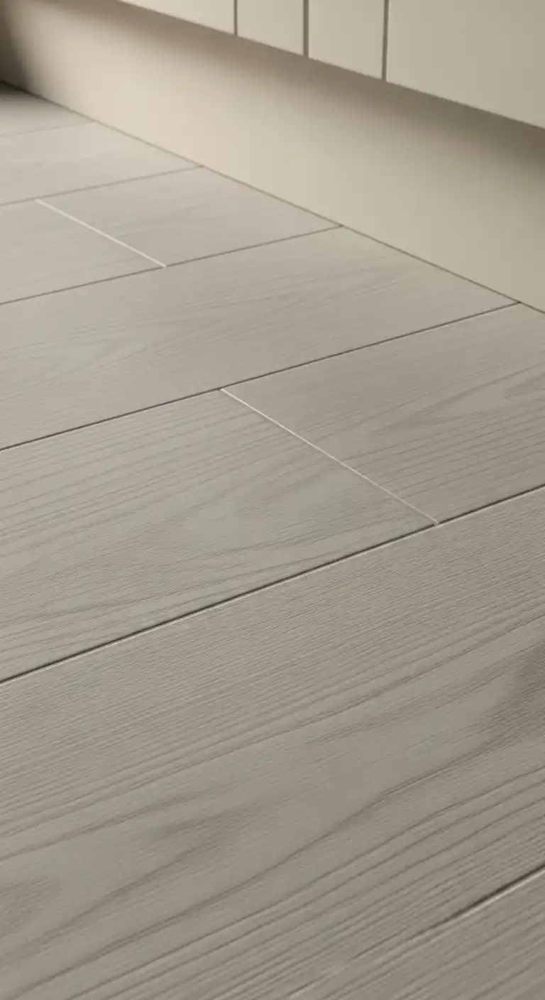 Close-Up of Pale Gray Vinyl Tile Texture