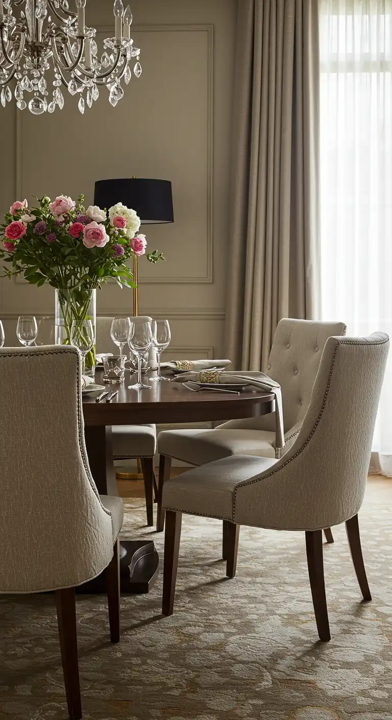 8 Expert Formal Dining Room Decorating Tips for a Luxe Look 3 Incorporate Luxurious Textiles