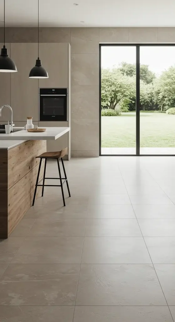 10 Timeless Kitchen Ceramic Tile Flooring Ideas for a Classic Look 7 Large-Format Neutral Tiles (4)