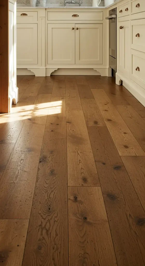 21 Earthy Kitchen Flooring Ideas for a Warm and Natural Look 2 Reclaimed Hardwood Planks