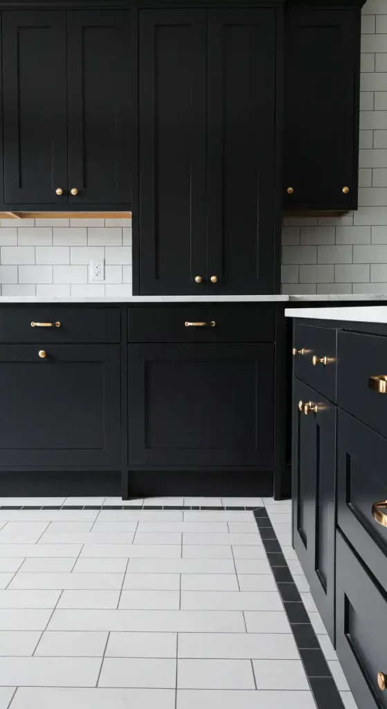 10 Timeless Kitchen Ceramic Tile Flooring Ideas for a Classic Look 2 kitchen floor with White Subway Tiles with Dark Grout