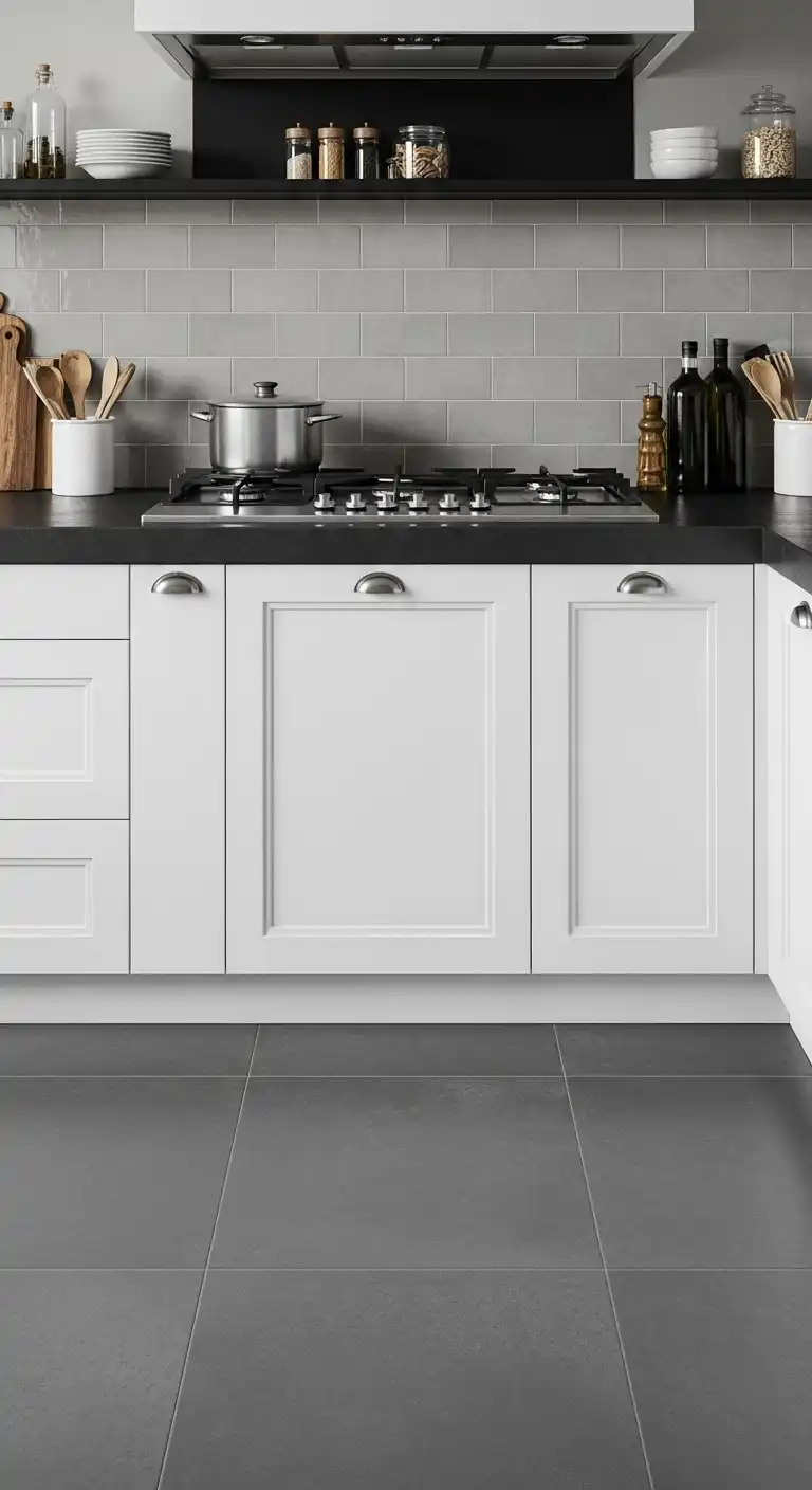 22 Stylish Grey Kitchen Flooring Ideas for a Sophisticated Look 2 1. Classic Grey Ceramic Tiles