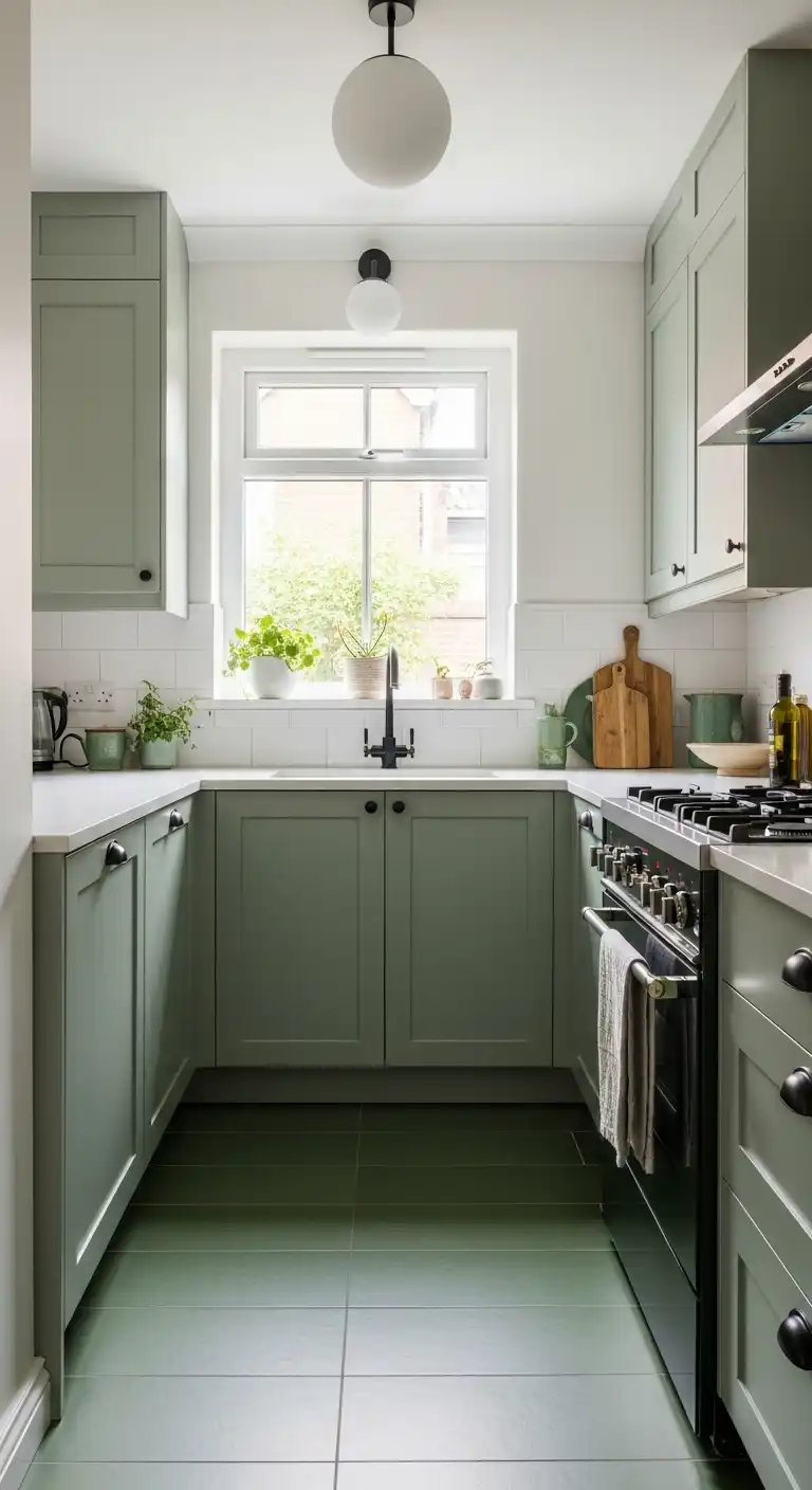 Small Kitchen Color Ideas: 15 Stylish Ways to Refresh Your Cooking Space 2 1. Earthy Green Serenity
