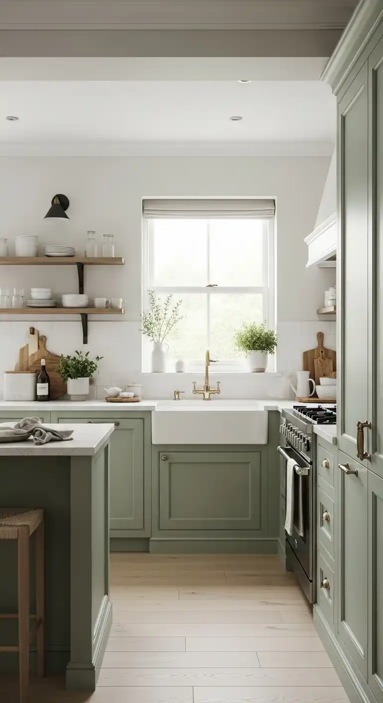 Kitchen Color Ideas: 20 Ways to Refresh the Heart of Your Home 2 1. Soft Sage Green for a Calming Retreat
