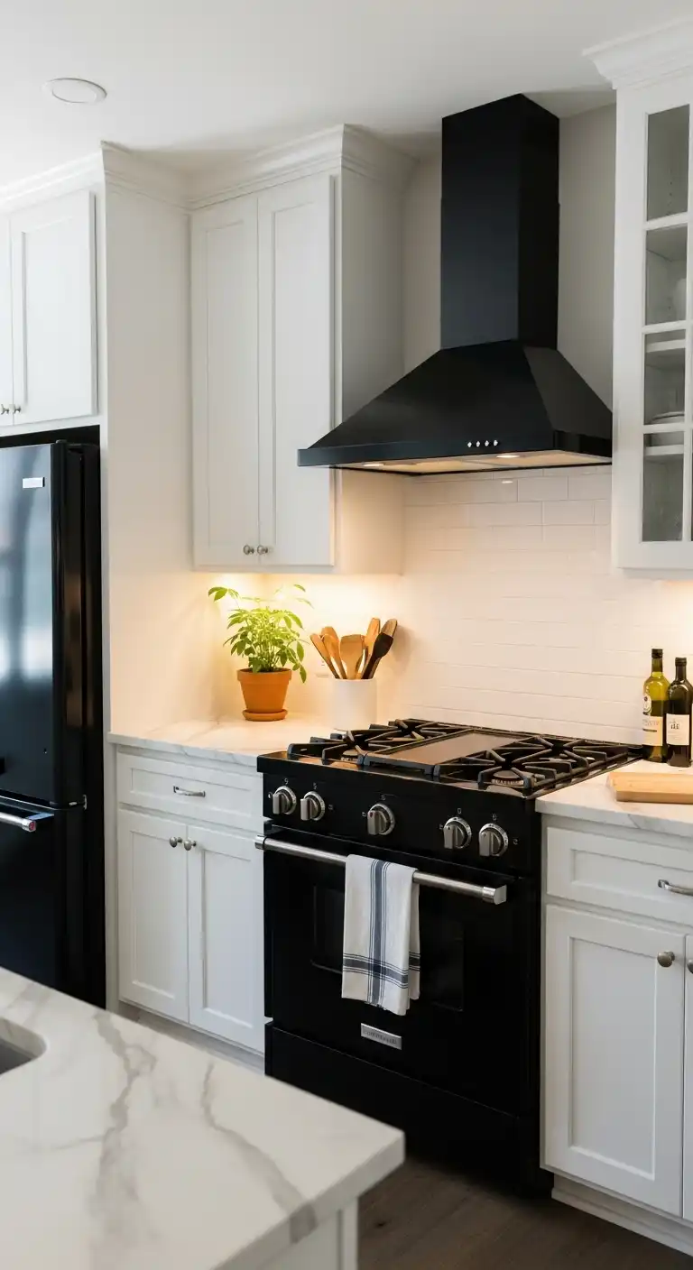 Kitchen Cabinet Color Ideas with Black Appliances: 20 Trendy Picks 2 1. White Cabinets