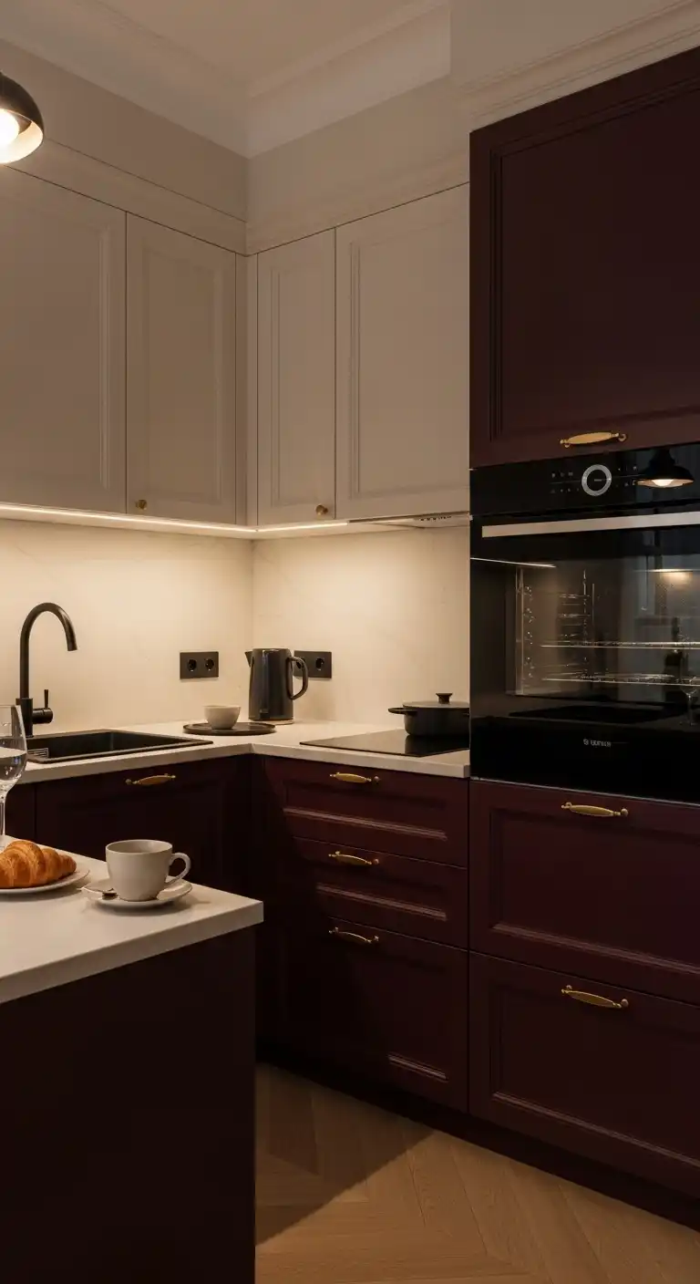 Kitchen Cabinet Color Ideas with Black Appliances: 20 Trendy Picks 11 10. Burgundy Cabinets
