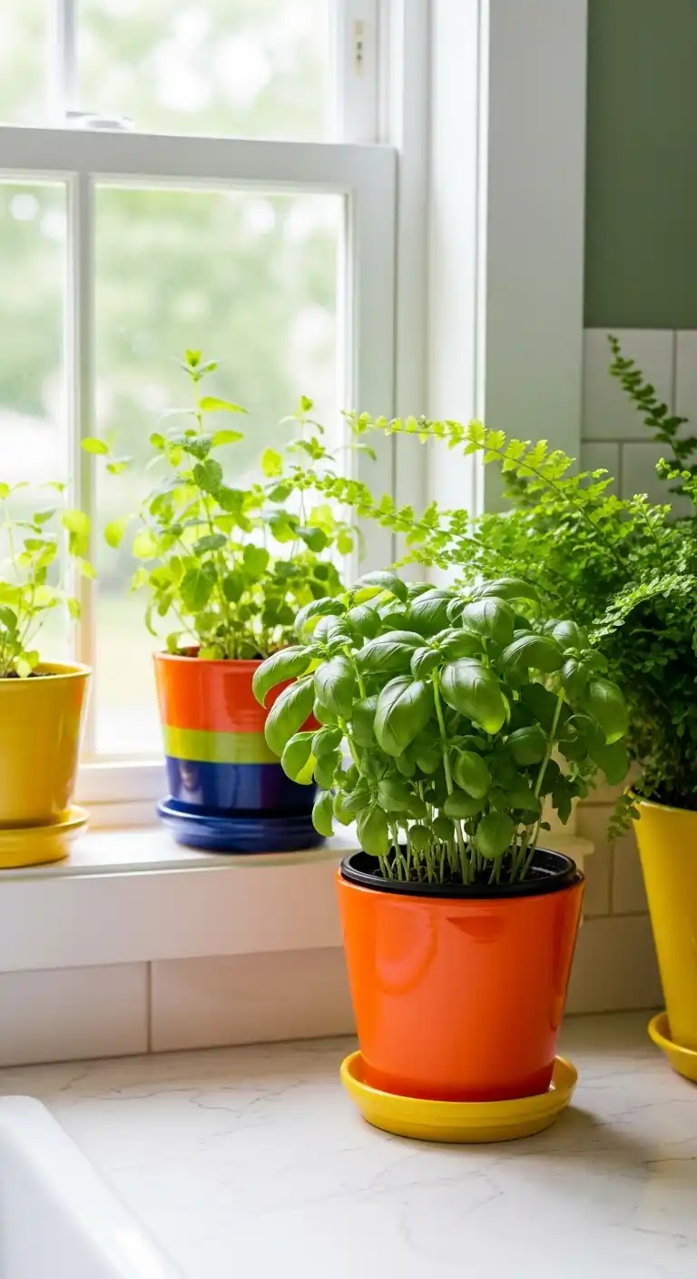 From Dull to Delightful: 19 Easy Ways to Add Color to Kitchen 11 10. Incorporate Plants or Fresh Herbs