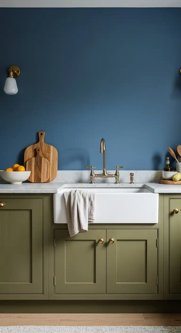 Kitchen Cabinet Color Ideas with Blue Walls: 21 Fresh Picks 11 10. Olive Green Cabinets