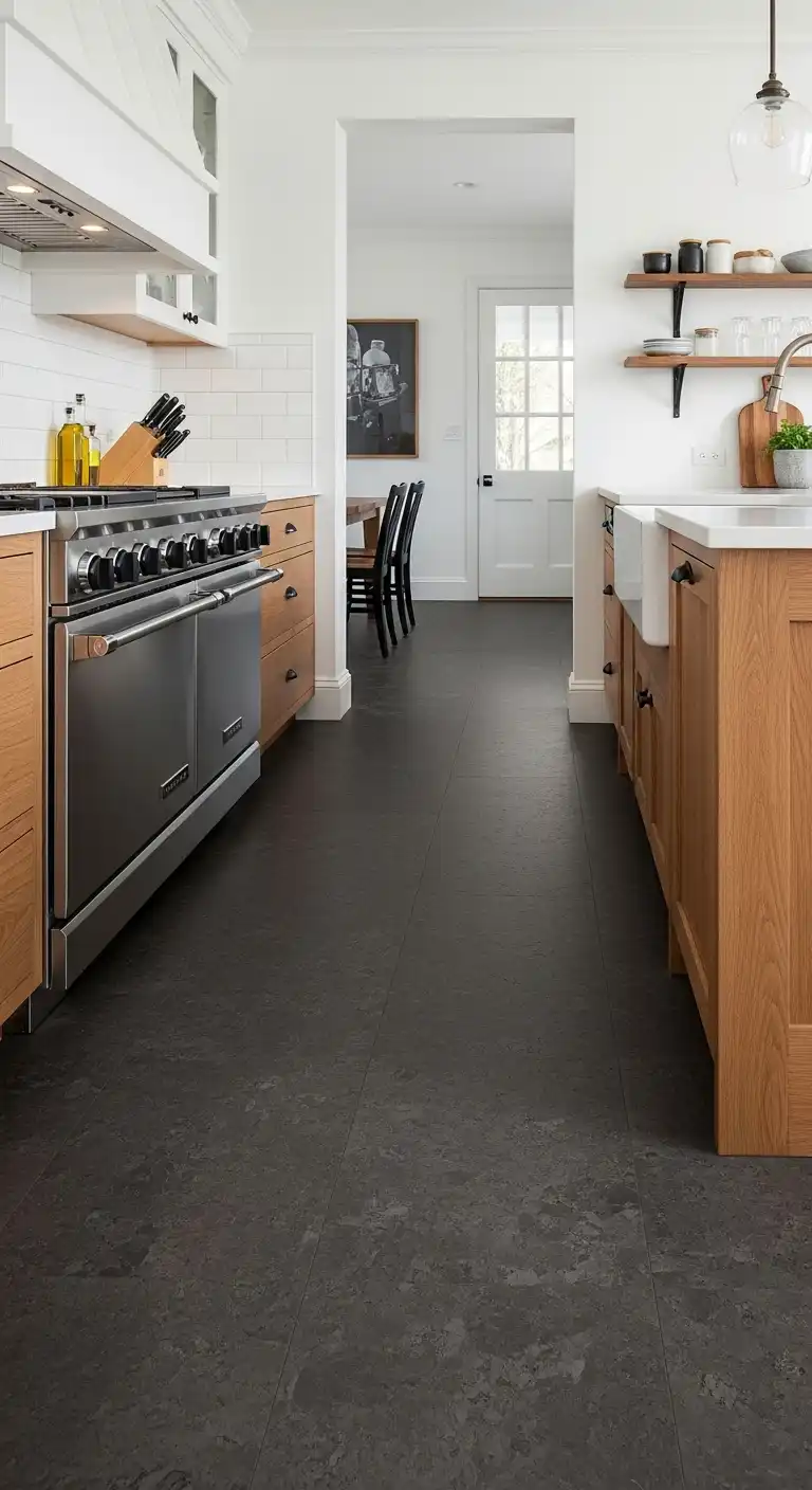 22 Stylish Grey Kitchen Flooring Ideas for a Sophisticated Look 12 11. Charcoal Grey Cork Flooring
