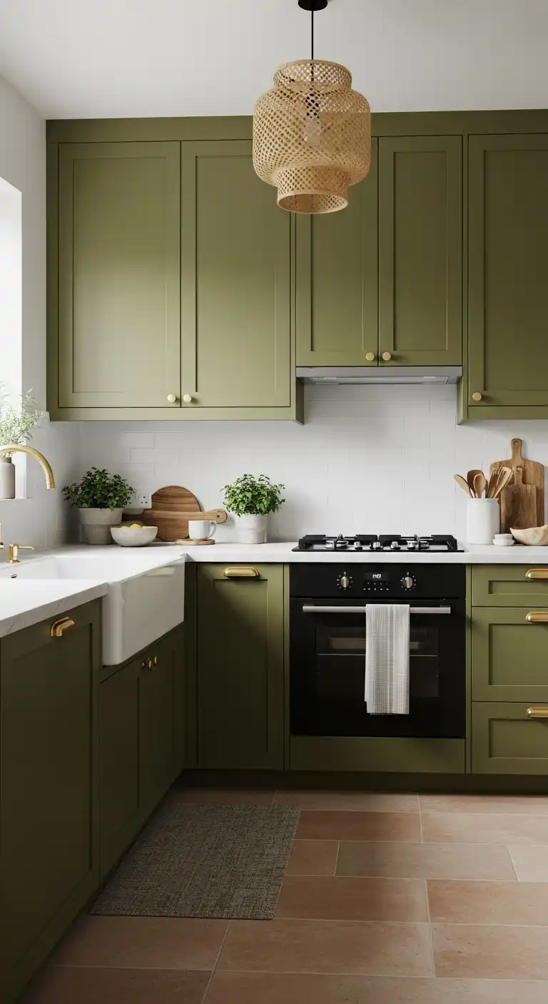 Small Kitchen Color Ideas: 15 Stylish Ways to Refresh Your Cooking Space 12 11. Olive Green Warmth