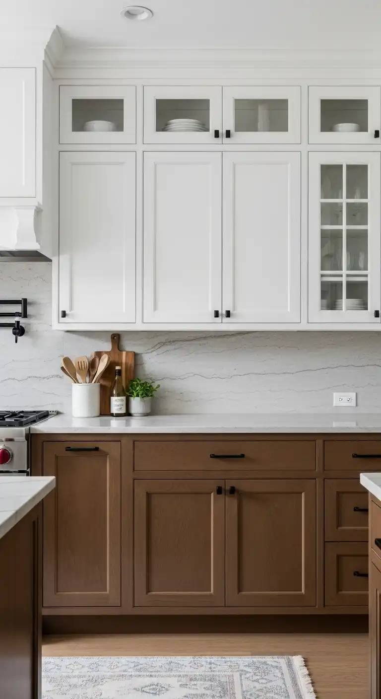 Kitchen Color Ideas: 20 Ways to Refresh the Heart of Your Home 12 11. Two Tone Brown and White for Classic Contrast
