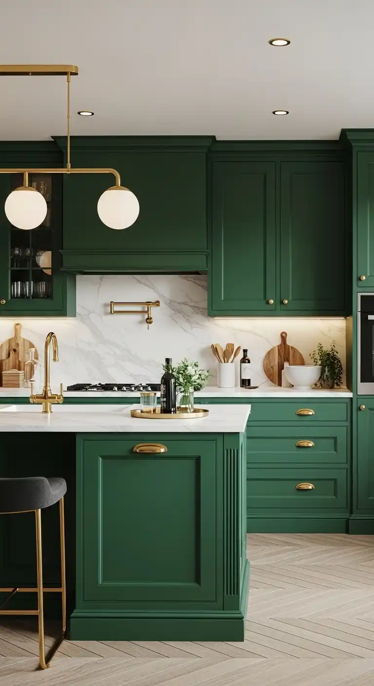Kitchen Color Ideas: 20 Ways to Refresh the Heart of Your Home 13 12. Deep Emerald for Luxe Vibes