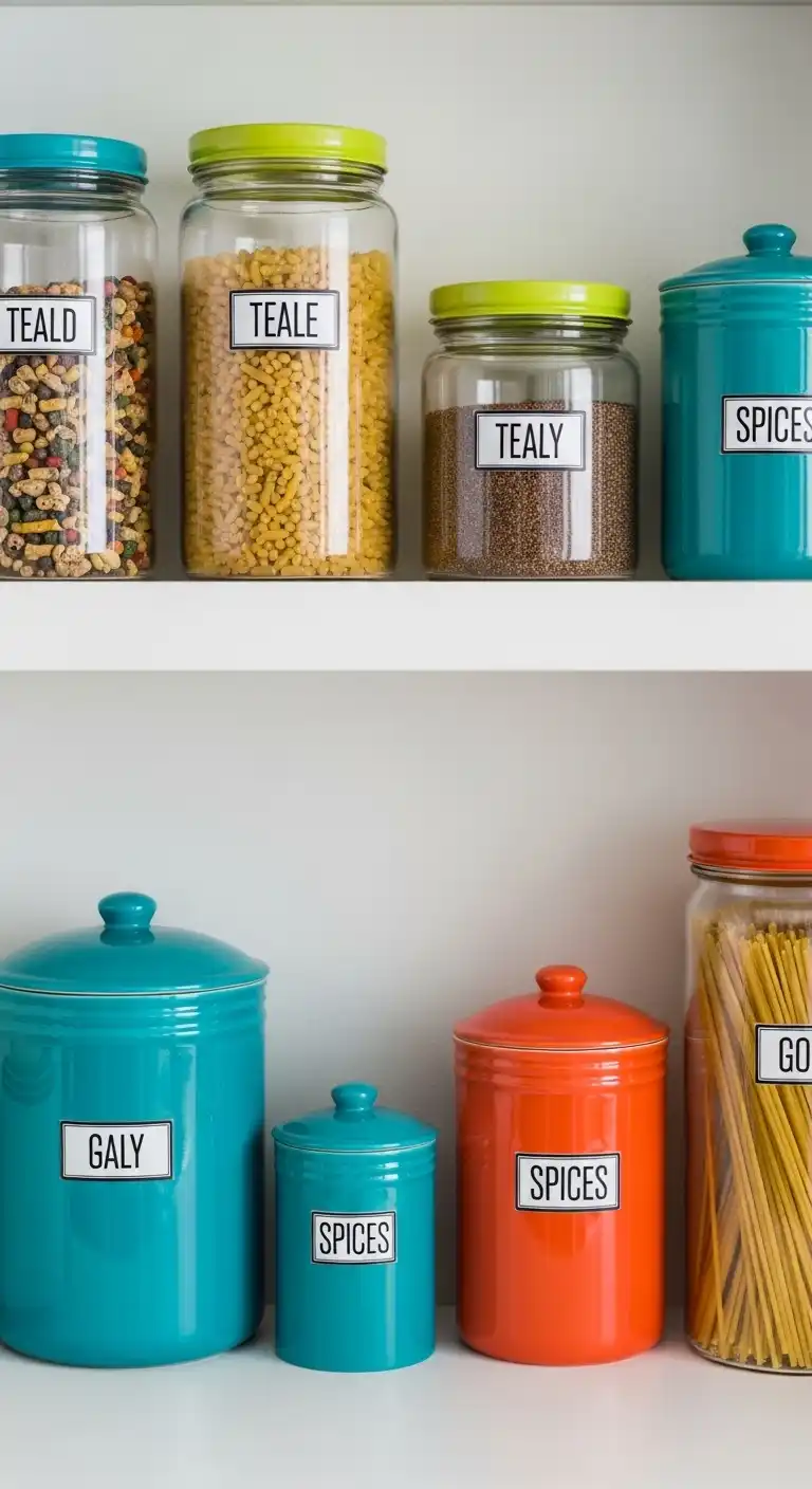 From Dull to Delightful: 19 Easy Ways to Add Color to Kitchen 13 12. Use Colorful Storage Containers