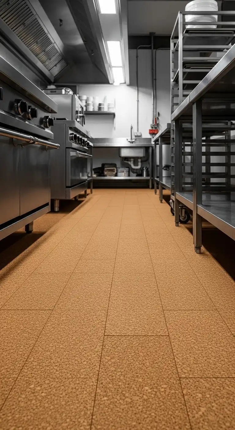 18 Industrial Kitchen Flooring Ideas for a Chic and Raw Aesthetic 14 13. Cork Flooring