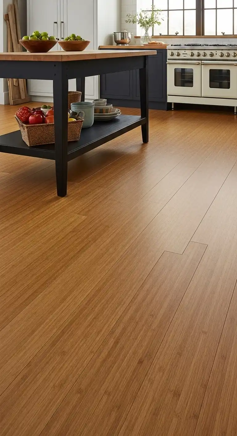 18 Industrial Kitchen Flooring Ideas for a Chic and Raw Aesthetic 15 14. Bamboo Flooring