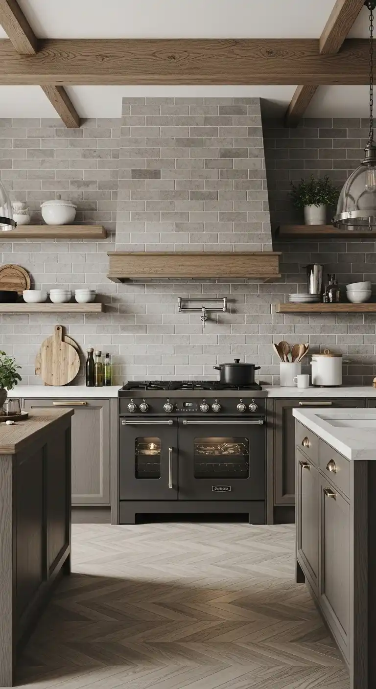 22 Stylish Grey Kitchen Flooring Ideas for a Sophisticated Look 16 15. Grey Brick Effect Tiles