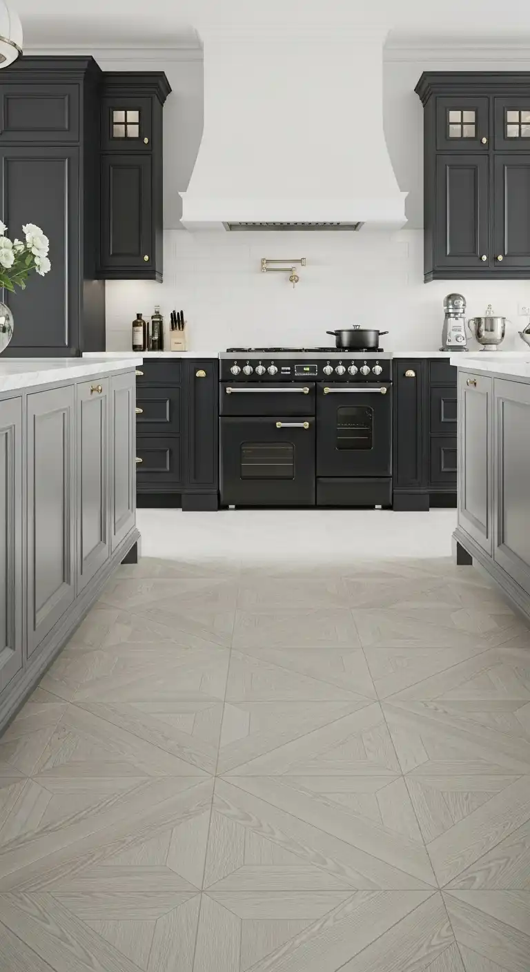 22 Stylish Grey Kitchen Flooring Ideas for a Sophisticated Look 17 16. Light Grey Parquet Flooring