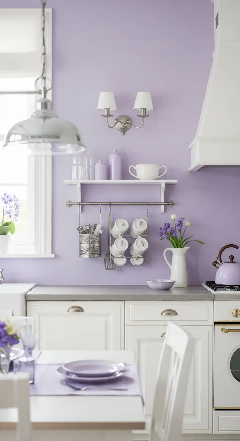 Kitchen Color Ideas: 20 Ways to Refresh the Heart of Your Home 17 16. Soft Lavender for Unexpected Charm