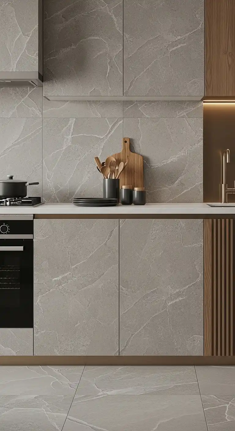22 Stylish Grey Kitchen Flooring Ideas for a Sophisticated Look 18 17. Grey Stone Effect Porcelain