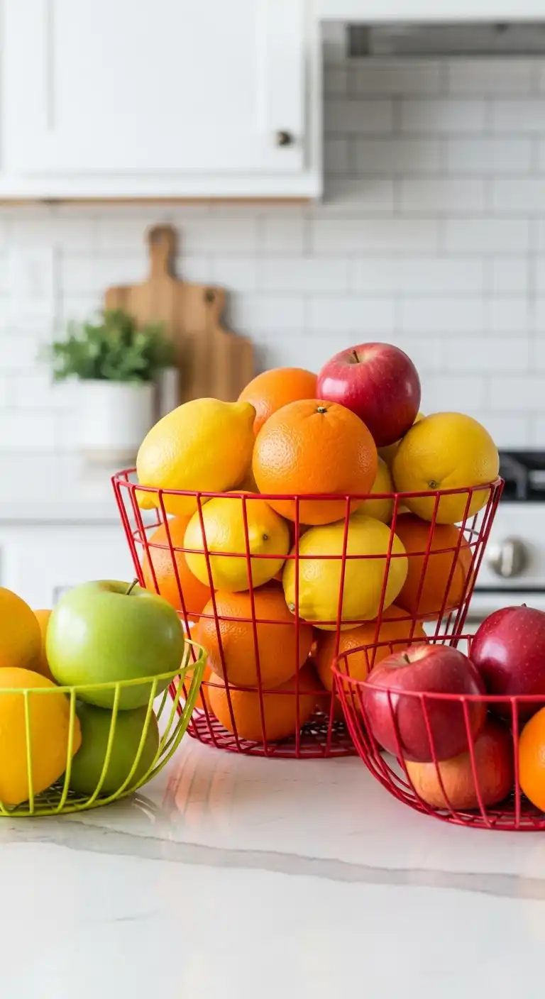 From Dull to Delightful: 19 Easy Ways to Add Color to Kitchen 18 17. Use Colorful Fruit Baskets