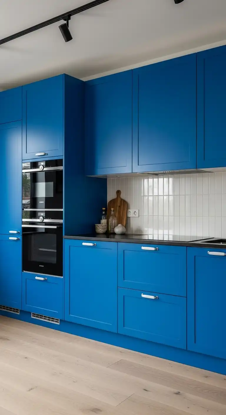 Kitchen Cabinet Color Ideas with Black Appliances: 20 Trendy Picks 20 19. Cobalt Blue Cabinets